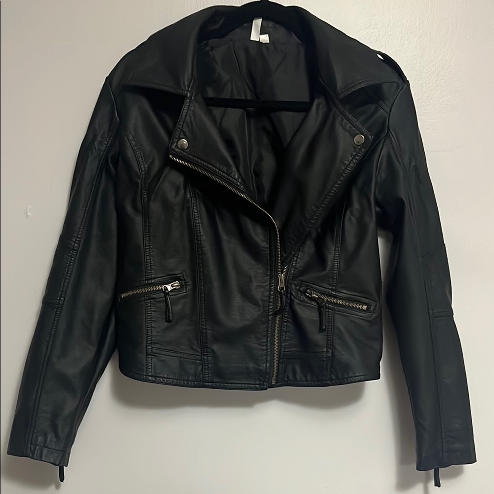 “Just Married” Women's Black Leather Jacket